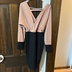 Elegant Tan and Black Women's Dress